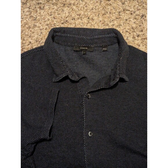 Vince Camuto Shirt Mens Large Button Down Blue Stretch Geometric Designer $125 - Picture 4 of 7
